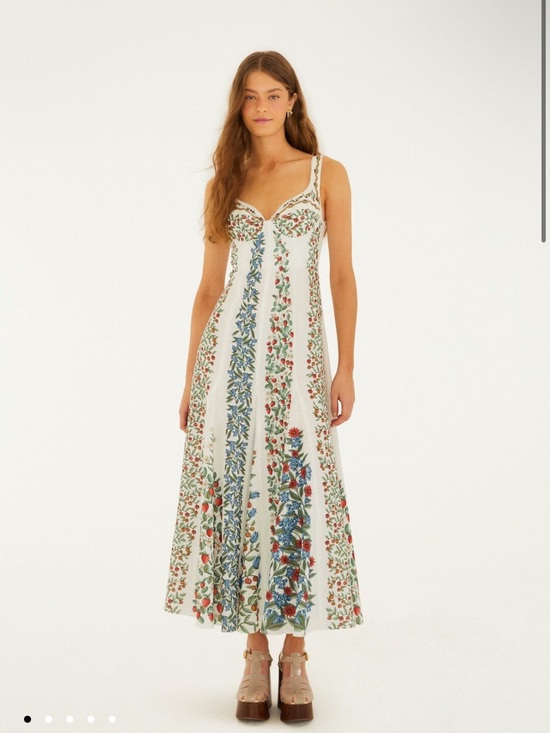 FARM Rio Dresses & Skirts - FARM Rio Cream Maxi Dress with Blue and Red Floral Panels